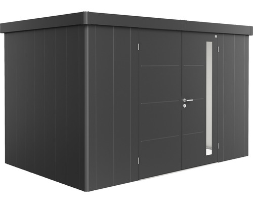 Gerätehaus Biohort Neo 2D Doppeltür 348 x 236 cm dunkelgrau-metallic Metall Gartenhaus mit Tür und Seitenfenster