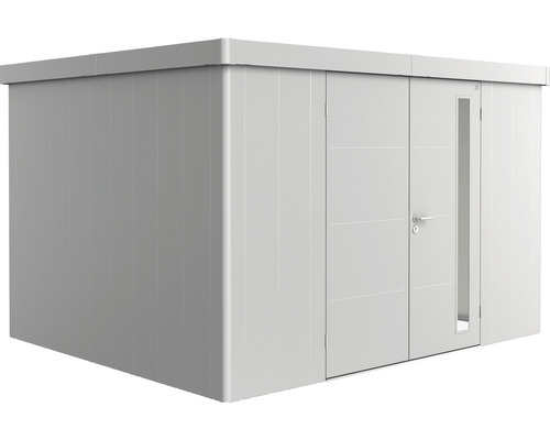 Gerätehaus Biohort Neo 3D Doppeltür 347,5 x 291,5 cm silber-metallic Modernes Gartenhaus mit Doppeltür und Fenster