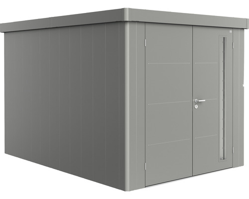Gerätehaus Biohort Neo 4B Doppeltür 236 x 348 cm quarzgrau-metallic Grauer Gerätehaus mit Doppeltür und Fenster