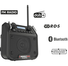 Baustellenradio PerfectPro DABPRO, DAB+ und UKW-Empfang, AUX-Eingang, MP3, Bluetooth, Stoßfest, IP54, DPR2