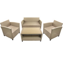 Gartenmöbelset mit zwei Sesseln, einer Bank und einem Tisch aus Polyrattan