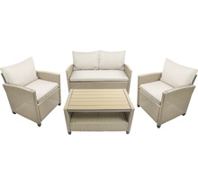 Gartenmöbelset mit zwei Sesseln, einem Sofa und einem Tisch für den Außenbereich