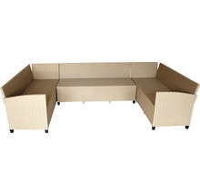 Dining-Set Gartenmöbelset Loungeset 9 -Sitzer bestehend aus: Dreisitzer-Sofa,2 Hocker,Tisch,inkl, Auflagen Polyrattan Stahl Beige-thumb-11