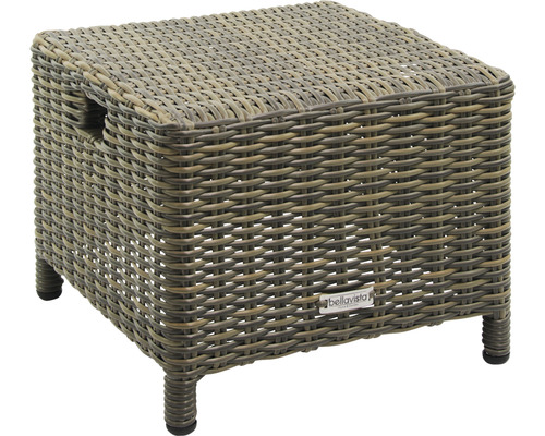 Geflochtener Beistelltisch für den Außenbereich mit BellaVista Logo