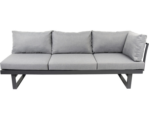 Graues Gartensofa mit Aluminiumrahmen und Polsterkissen