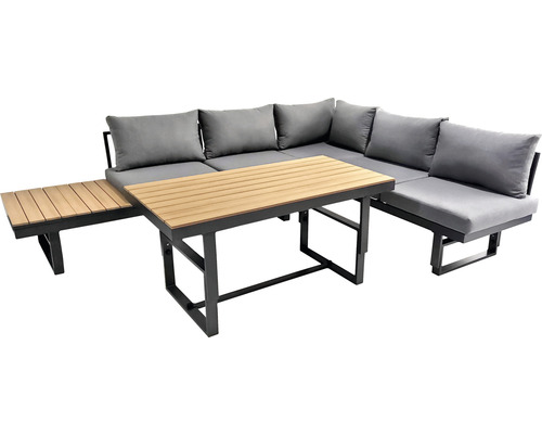 Gartenlounge-Set mit Ecksofa, Tisch und Ablagefläche