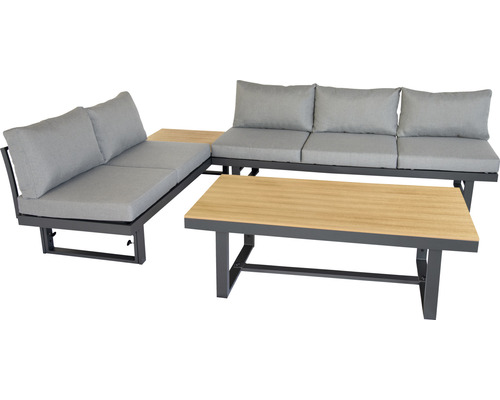 Gartenlounge-Set mit Sofa, Eckteil und Tisch für den Außenbereich