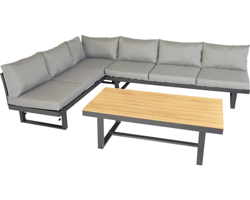 Gartenmöbelset Loungeset bellavista 5 -Sitzer bestehend aus: Dreisitzer-Sofa,Tisch inkl. Auflagen Aluminium Anthrazit