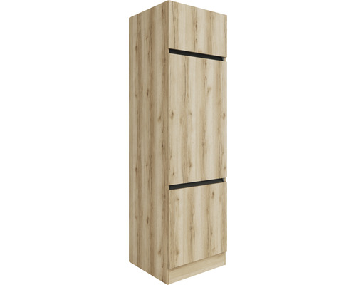 Optifit Kühlumbauschrank für 88er Einbaukühlschrank Kaya290 BxTxH 60 x 57,1 x 206,8 cm wildeiche strukturiert matt zerlegt Anschlag reversibel KLKA H661-0+ Hochschrank mit zwei Schubladen und Holzdekor