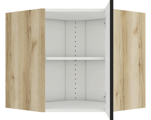 Eckhängeschrank mit zwei Regalböden und Holztüren