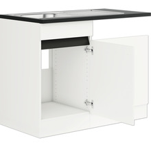 Optifit Spülenschrank inkl Spüle Geschirrspülerblende für teilintegrierten Geschirrspüler Geschirrspülerblende inkl Sockelleiste und Arbeitsplatte Luca932 BxTxH 50 x 60 x 88 cm weiß matt zerlegt Anschlag reversibel KLLU SPT506-0+