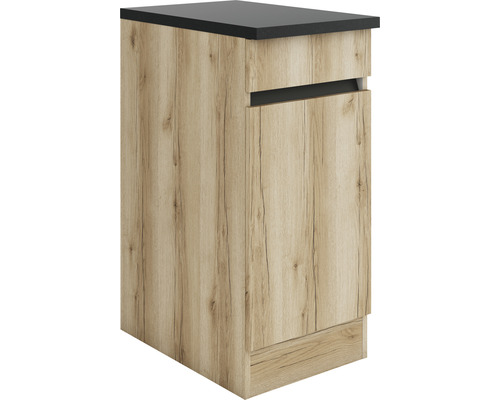 Optifit Unterschrank mit Schublade und Drehtür Kaya290 BxTxH 40 x 60 x 88 cm wildeiche strukturiert matt zerlegt Anschlag reversibel KLKA U406-0+ Unterschrank mit Tür und Schublade, Holzoptik