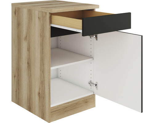 Unterschrank mit Schublade und offener Tür