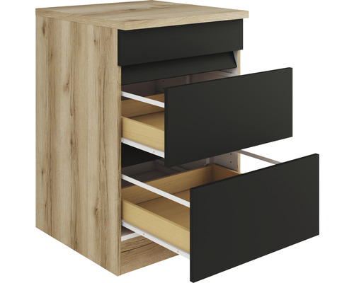 Kochfeldumbauschrank Optifit Noah420 BxTxH 60 x 60 x 88 cm Frontfarbe anthrazit matt Korpusfarbe wildeiche