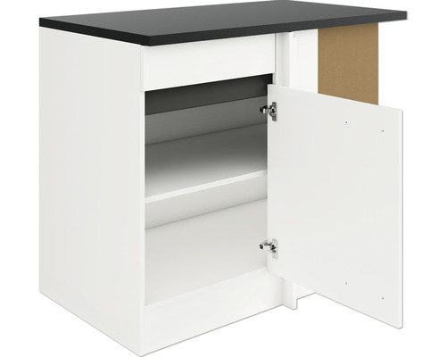 Unterschrank mit geöffneter Tür und Einlegeboden