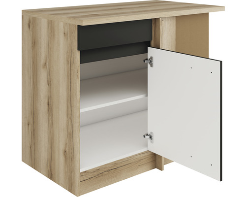 Optifit Eckunterschrank Noah420 BxTxH 100 x 60 x 88 cm anthrazit matt zerlegt Anschlag reversibel KLNO UE106-0+