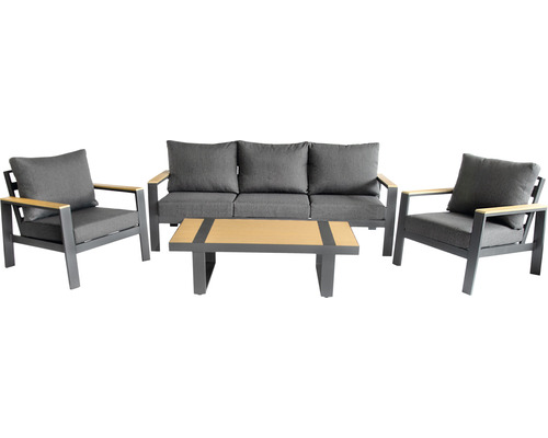 Gartenmöbelset mit Sofa, zwei Sesseln und Tisch für den Außenbereich