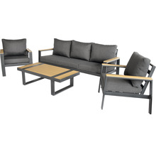 Gartenmöbelset mit Sofa, zwei Sesseln und einem Tisch