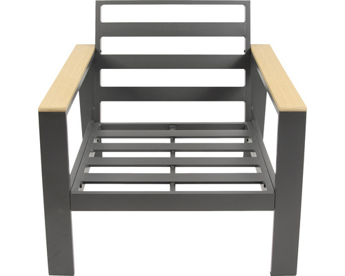 Gartenstuhlrahmen aus Metall mit Armlehnen aus Holz