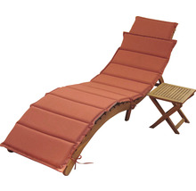Gartenliege Sonnenliege mit Tisch 184 x 54 x 65 mm Holz holz inkl. Kissen