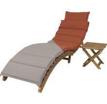 Gartenliege mit Auflage und Beistelltisch aus Holz