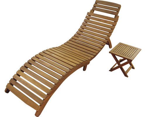 Holzliege mit Beistelltisch für den Garten