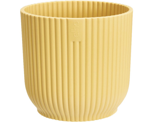 Übertopf elho Vibes fold rund mini Kunststoff Ø 9,3 cm H 8,8 cm gelb Gelber, gerippter Blumentopf aus Kunststoff