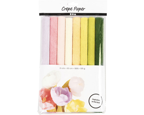 Krepppapier Set mit acht Rollen à 60 cm