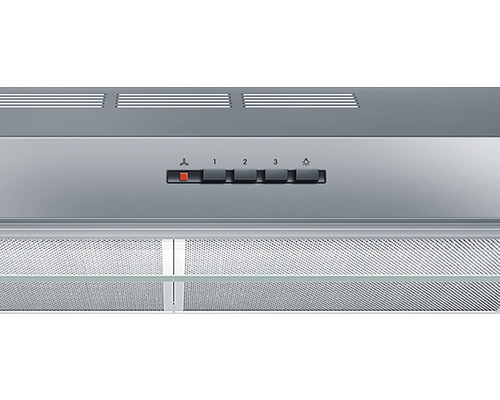 Dunstabzugshaube mit Bedienfeld zur Steuerung von Gebläse und Licht