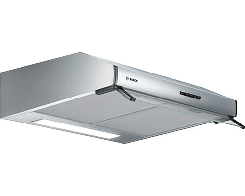 Dunstabzugshaube aus Metall mit Bedienfeld und Beleuchtung