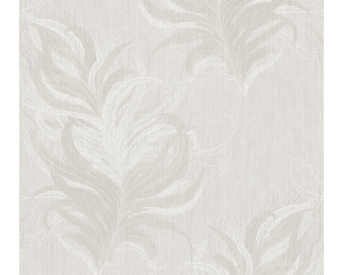 Vliestapete 38009-1 Mata Hari Federn weiss grau Tapete mit Blattmuster