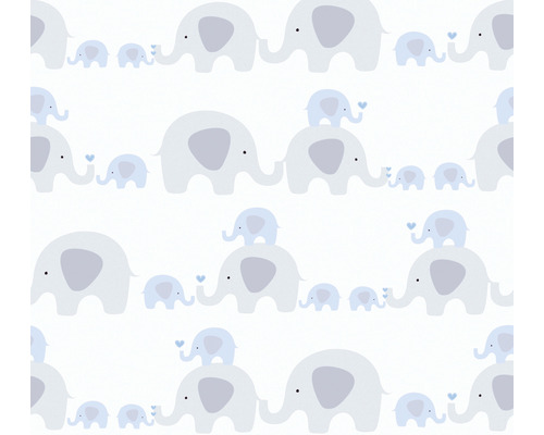 Vliestapete 38113-1 Little Love Elefanten blau-0