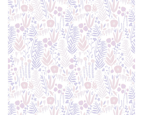 Vliestapete 38118-1 Little Love Blümchen rosa violett Nahtloses Muster mit Blumen und Blättern