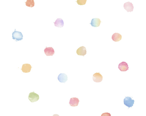 Vliestapete 38147-1 Little Love Punkte Aquarell weiß bunt Punktmuster mit Aquarellfarben