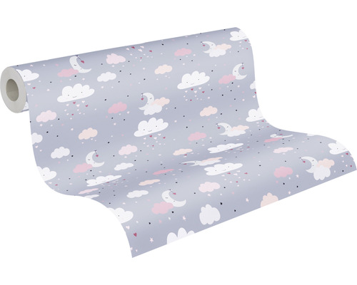 Tapetenrolle mit Wolken, Monden und Sternen Motiv