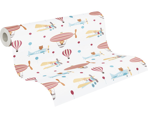 Tapetenrolle mit Flugzeug- und Heißluftballonmuster