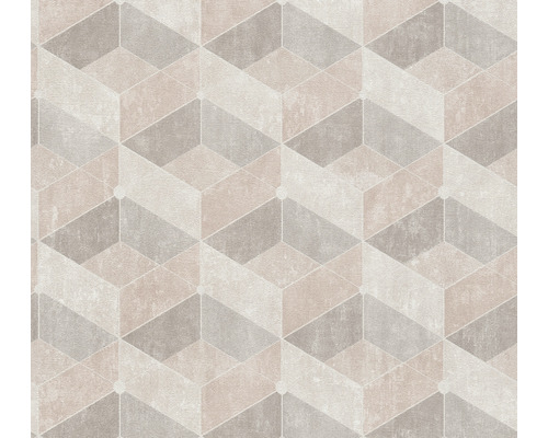 Vliestapete 38202-1 Titanium 3 Rautenmuster beige Tapete mit geometrischem Würfelmuster
