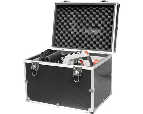 Offener Werkzeugkoffer mit Schaumstoffeinlage und Werkzeug