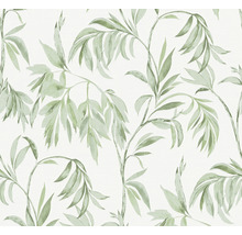 Vliestapete 37830-1 Attractive Blätterranke grün weiß-thumb-0