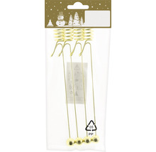 Packung goldfarbener Christbaumkugelhaken mit Kugel