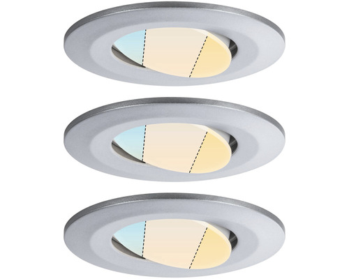 LED Einbauleuchten-Set IP65 3x5W 3x400 lm 2700- 6500 K Ø 9/6,8 cm chrom/matt Farbtemperatur über Wandschalter steuerbar 230V