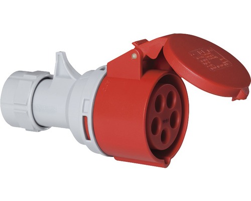 CEE-Kupplung PCE 16A IP44 5-polig rot Industriestecker mit offenem Deckel