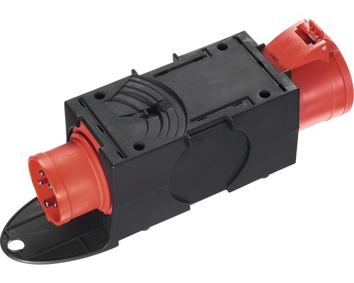 CEE-Adapter Übergangs-Steckvorrichtung PCE 16A/32A IP44 5-polig schwarz/grau Gerader Gerätestecker mit Gehäuse