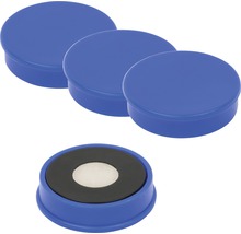 Vier blaue, runde Magnete