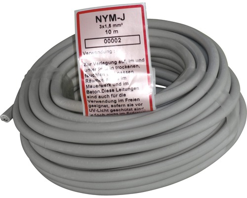 NYM-J Kabel 3x1,5 mm², 10 Meter Rolle