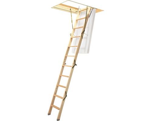 Ausgeklappte Bodentreppe aus Holz