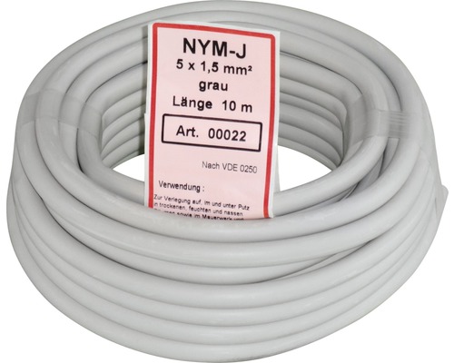 Faber NYM-J Kabel – Mantelleitung 5 X 1,5 Mm², Grau, In Meterware (10 M)
