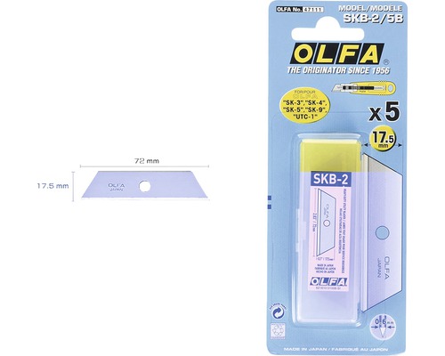 Olfa SKB-2 Ersatzklingen, 5 Stück, Trapezform, passend für verschiedene Olfa-Modelle