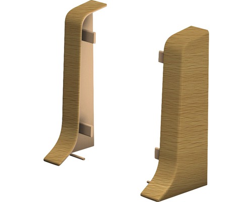 Prinz Endstücke für Klemm-Sockelleiste mit Kabelkanal Buche dunkel 50 mm Zwei Holzsockelleisten für den Innenbereich