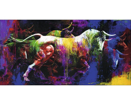 Leinwandbild Original Colourful Bull 90x180 cm-0